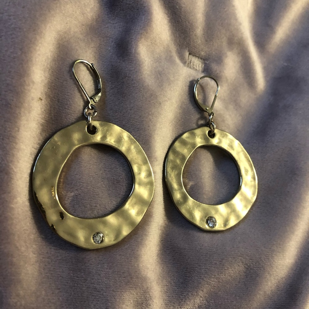 Gold hammered hoops